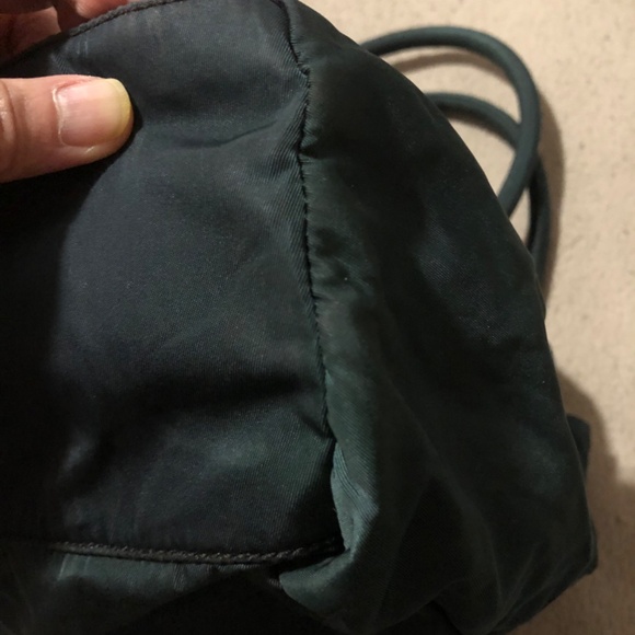 TODAY ONLY:AUTHENTIC PRADA DARK BLUE GREEN FABRIC HANDBAG - Picture 10 of 12